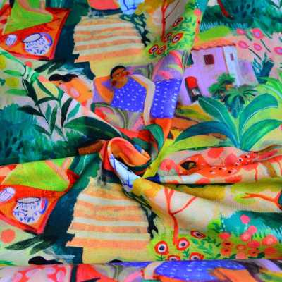 TISSUS COTON IMPRIME TABLEAU