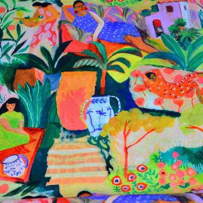 TISSUS COTON IMPRIME TABLEAU