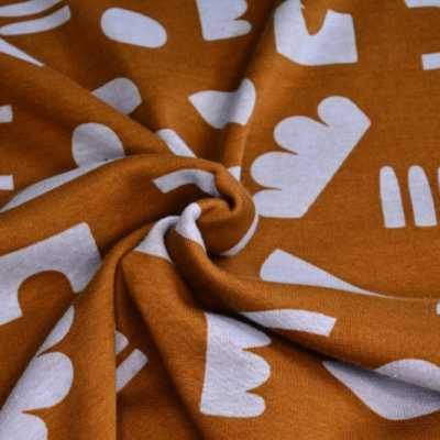 TISSUS SWEAT IMPRIME MARRON TACHES BLEUES