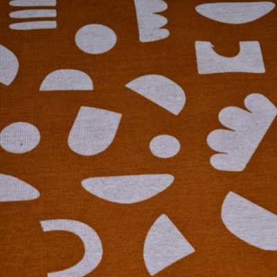 TISSUS SWEAT IMPRIME MARRON TACHES BLEUES