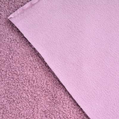 TISSU TEDDY POLAIRE BOUCLETTE ROSE REVERSIBLE