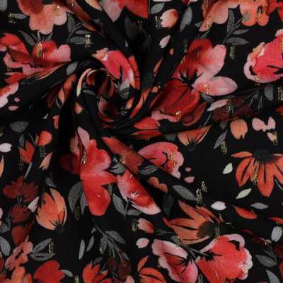 TISSUS VISCOSE LUREX IMPRIME FLEURS