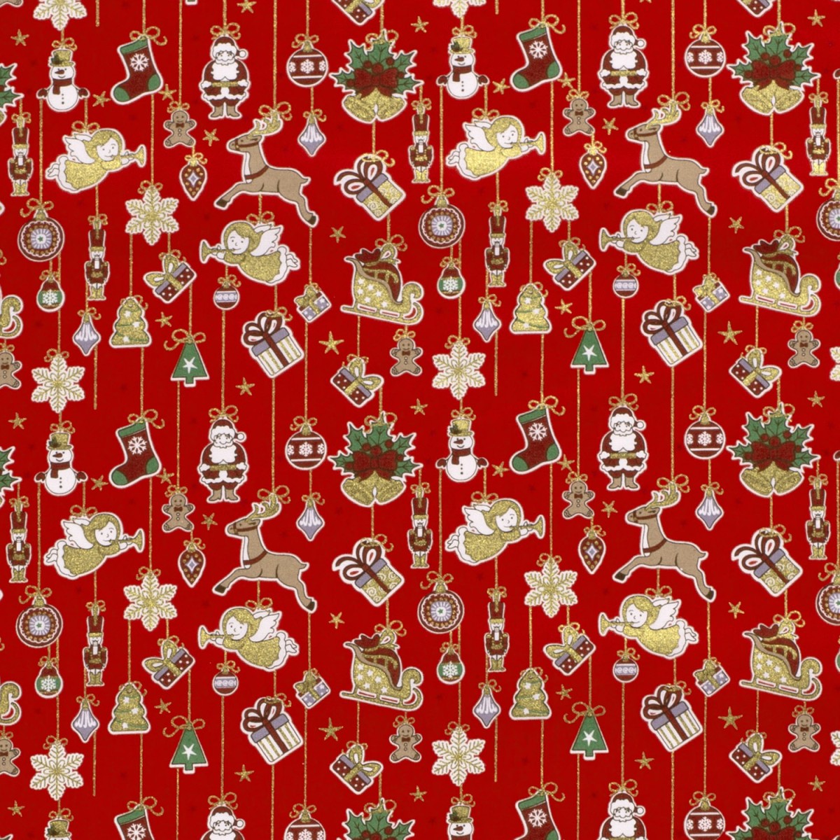 TISSUS POPELINE COTON NOEL ROUGE