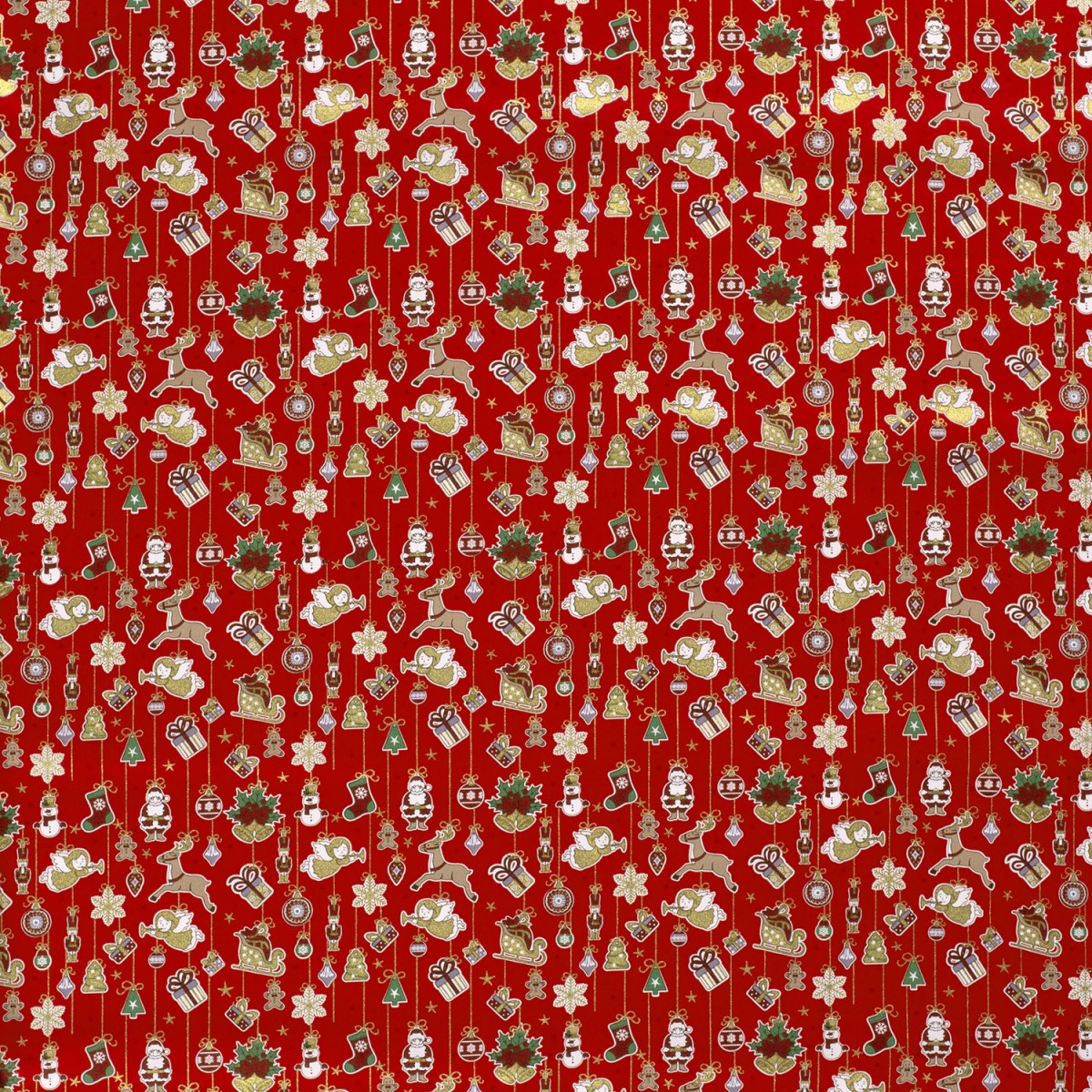 TISSUS POPELINE COTON NOEL ROUGE