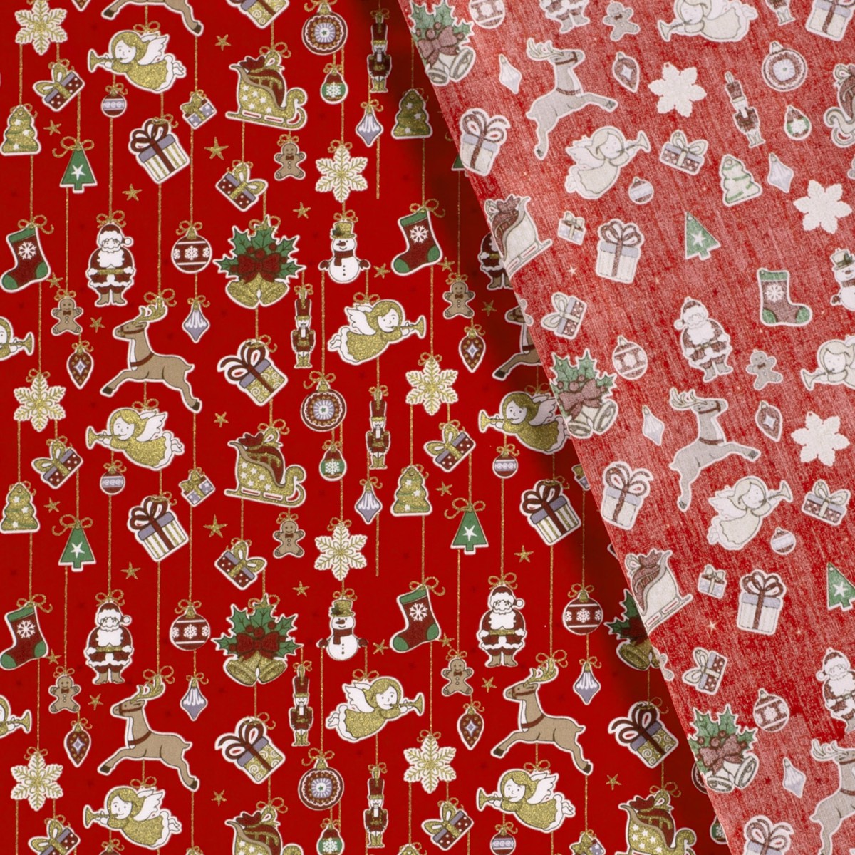 TISSUS POPELINE COTON NOEL ROUGE