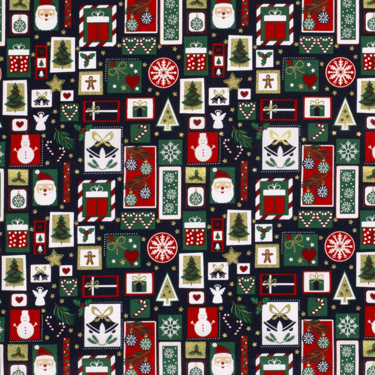 TISSUS POPELINE COTON NOEL PATCHWORK