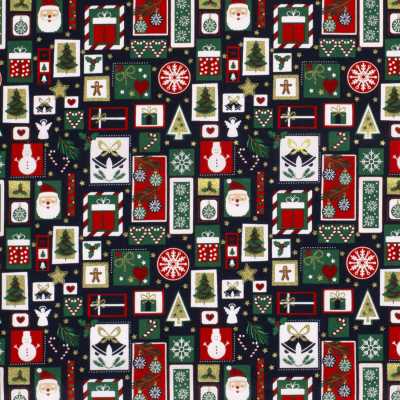 TISSUS POPELINE COTON NOEL PATCHWORK