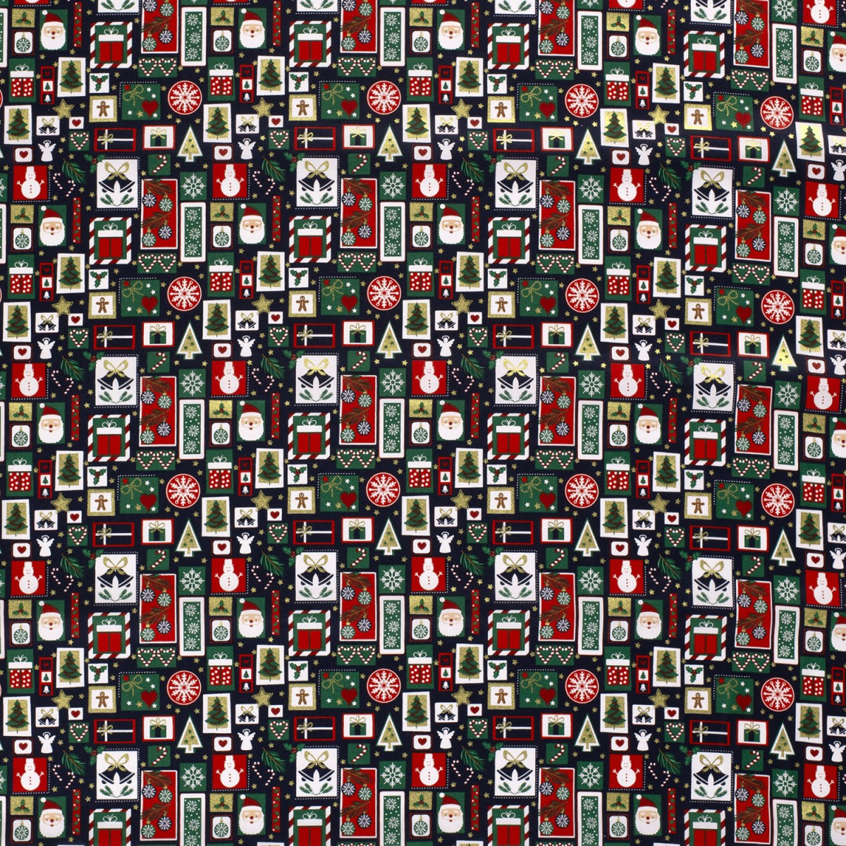 TISSUS POPELINE COTON NOEL PATCHWORK