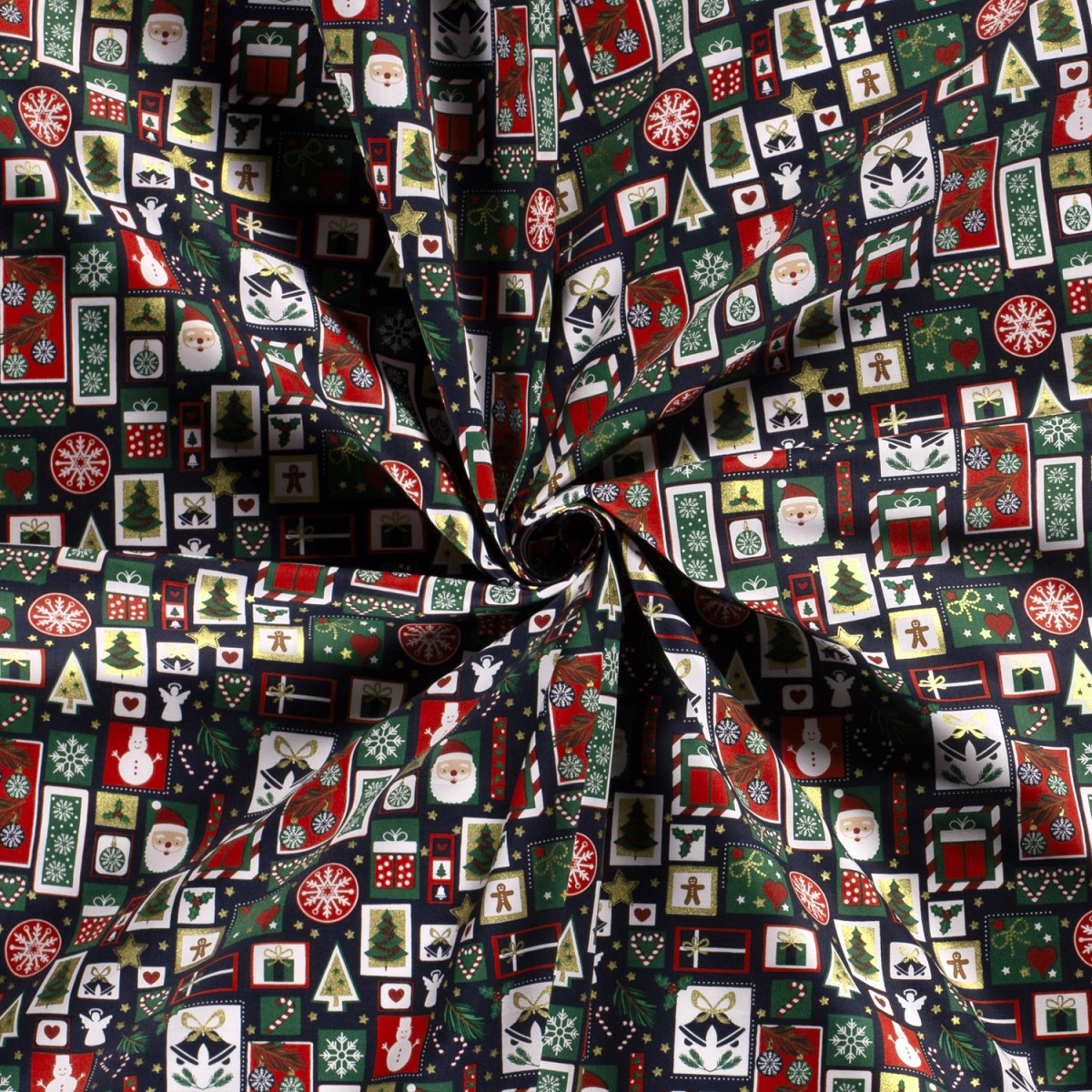 TISSUS POPELINE COTON NOEL PATCHWORK