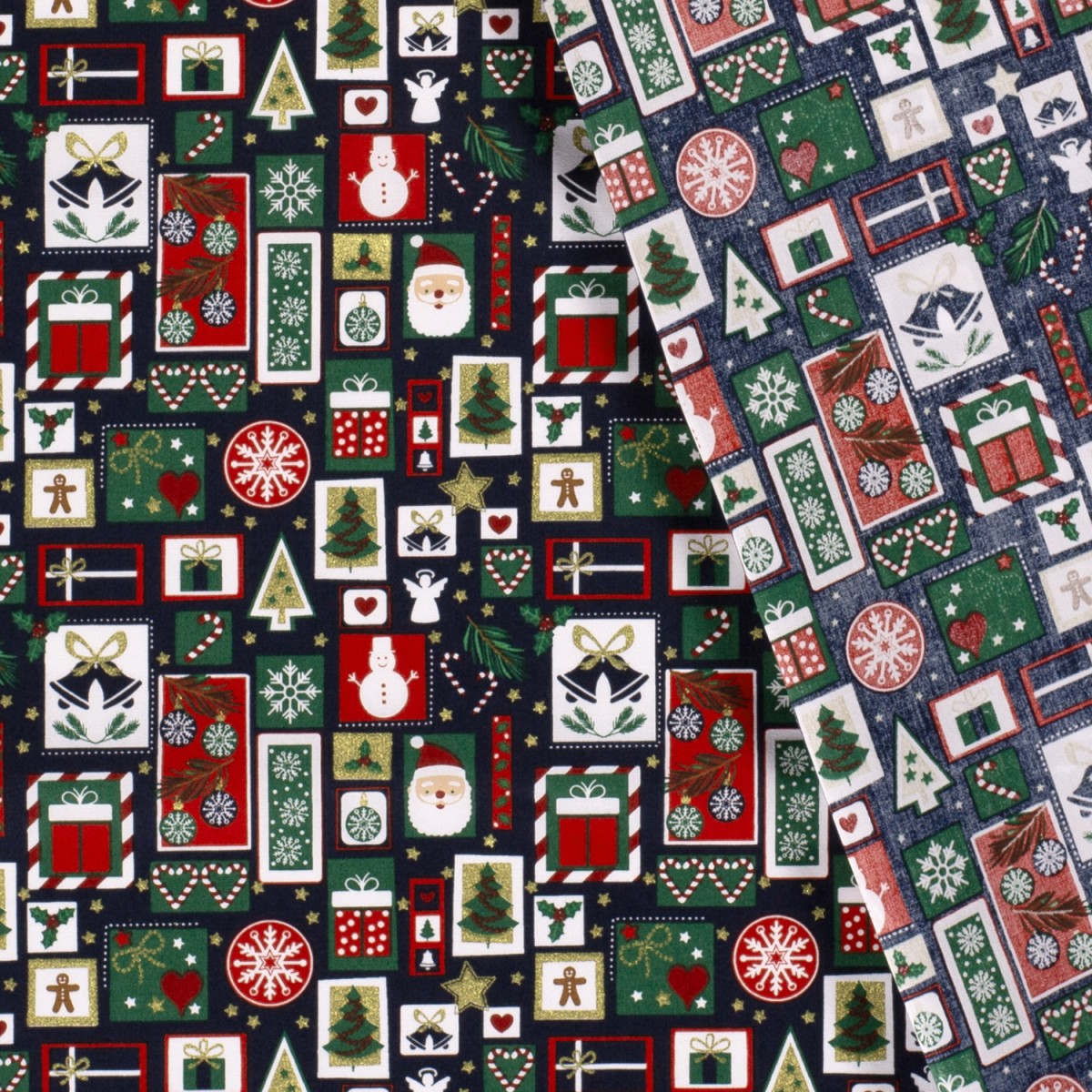 TISSUS POPELINE COTON NOEL PATCHWORK