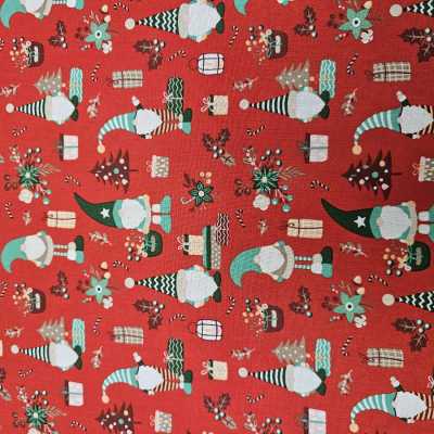 TISSUS COTON IMPRIME ROUGE NOEL