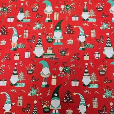 TISSUS COTON IMPRIME ROUGE NOEL