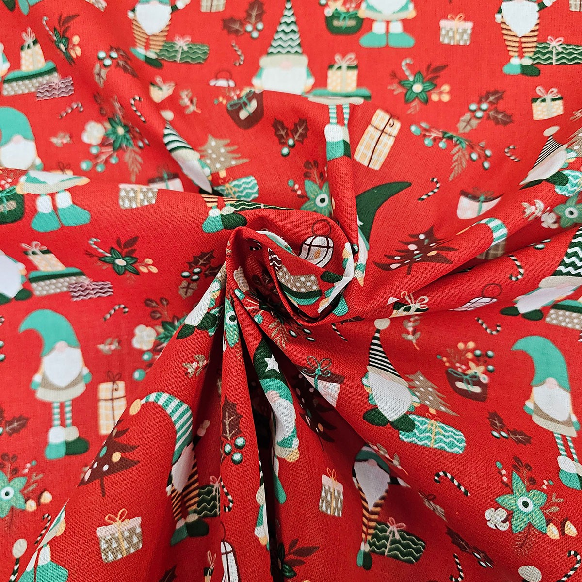 TISSUS COTON IMPRIME ROUGE NOEL