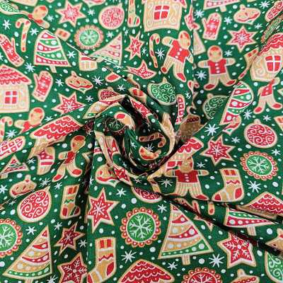 TISSUS COTON IMPRIME VERT NOEL