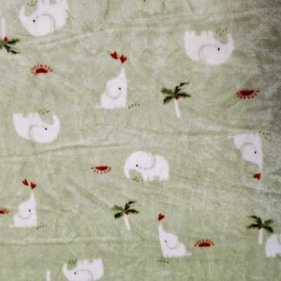 TISSUS MAILLE DOUDOU ELEPHANTS VERT