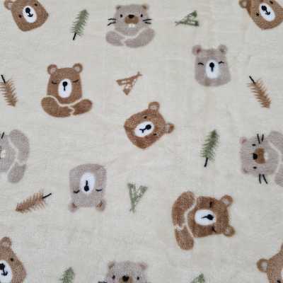 TISSUS MAILLE DOUDOU OURSONS MARRON