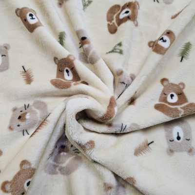 TISSUS MAILLE DOUDOU OURSONS MARRON