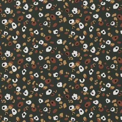TISSUS COTON IMPRIME GRAOU VERT FONCE KAKI