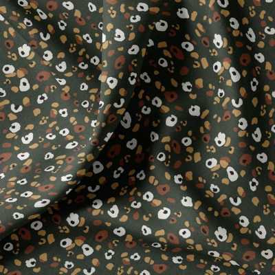 TISSUS COTON IMPRIME GRAOU VERT FONCE KAKI