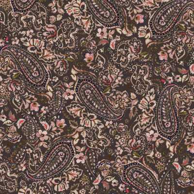 TISSUS VISCOSE IMPRIME FLEURS MARRONS