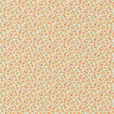 TISSUS COTON IMPRIME FLEURS ORANGE ROSE