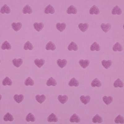 TISSUS EPONGE TRICOT COEURS LILAS