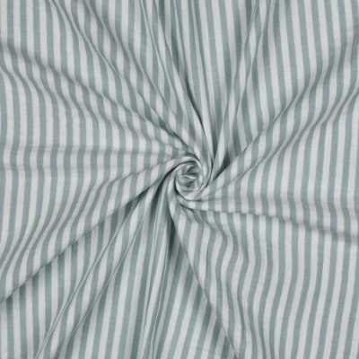 TISSUS DOUBLE GAZE RAYURES SAUGE BLANC