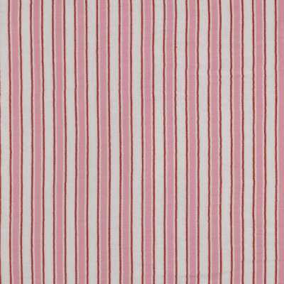 TISSUS DOUBLE GAZE RAYURES ROSE BLANC