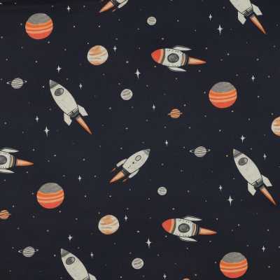 TISSUS COTON ESPACE BLEU MARINE