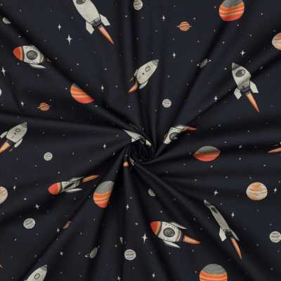 TISSUS COTON ESPACE BLEU MARINE