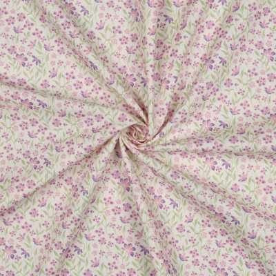 TISSUS COTON FLEURS VIOLET