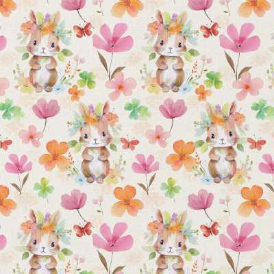 TISSUS COTON IMPRIME LAPINS