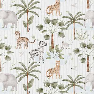 TISSUS COTON IMPRIME ANIMAUX JUNGLE