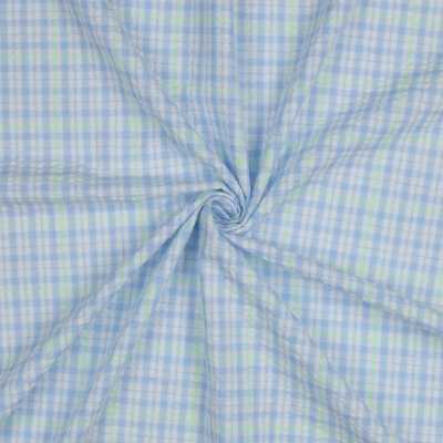 SEERSUCKER NEON CARREAUX BLEU CLAIR 150CM