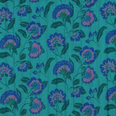 TISSUS DOUBLE GAZE MATELASSE 130CM PETROLE