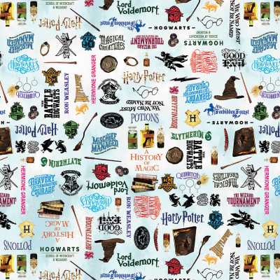 TISSU HARRY POTTER BLEU CIEL