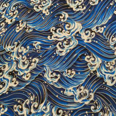 TISSUS COTON IMPRIME JAPONAIS BLEU