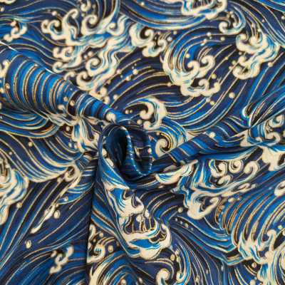 TISSUS COTON IMPRIME JAPONAIS BLEU