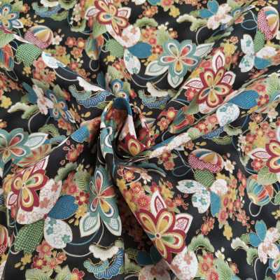 TISSUS COTON IMPRIME JAPONAIS NOIR