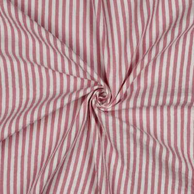 TISSUS DOUBLE GAZE RAYURES ROSE POUDRE