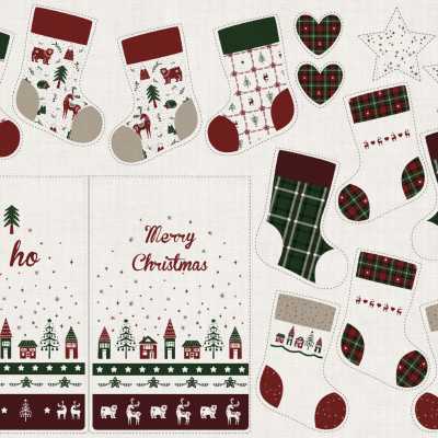 Panneau de Noël: chaussettes, hotte,tote bag
